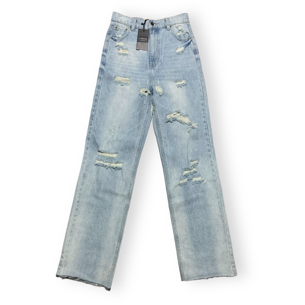 NEW Lioness Cobain Distress Wide Leg Light Wash Blue Jeans Women’s Size 4 - Picture 5 of 11